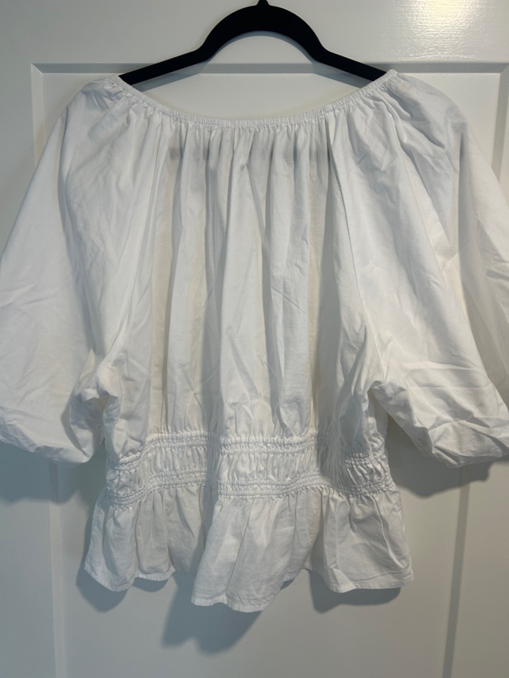 LOFT White Smocked Waist Peasant Top - Picture 4 of 4